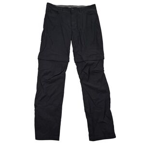 Eddie Bauer Mens 36x34 Convertible Tech Pants Black Nylon Spandex Zip Off Hiking